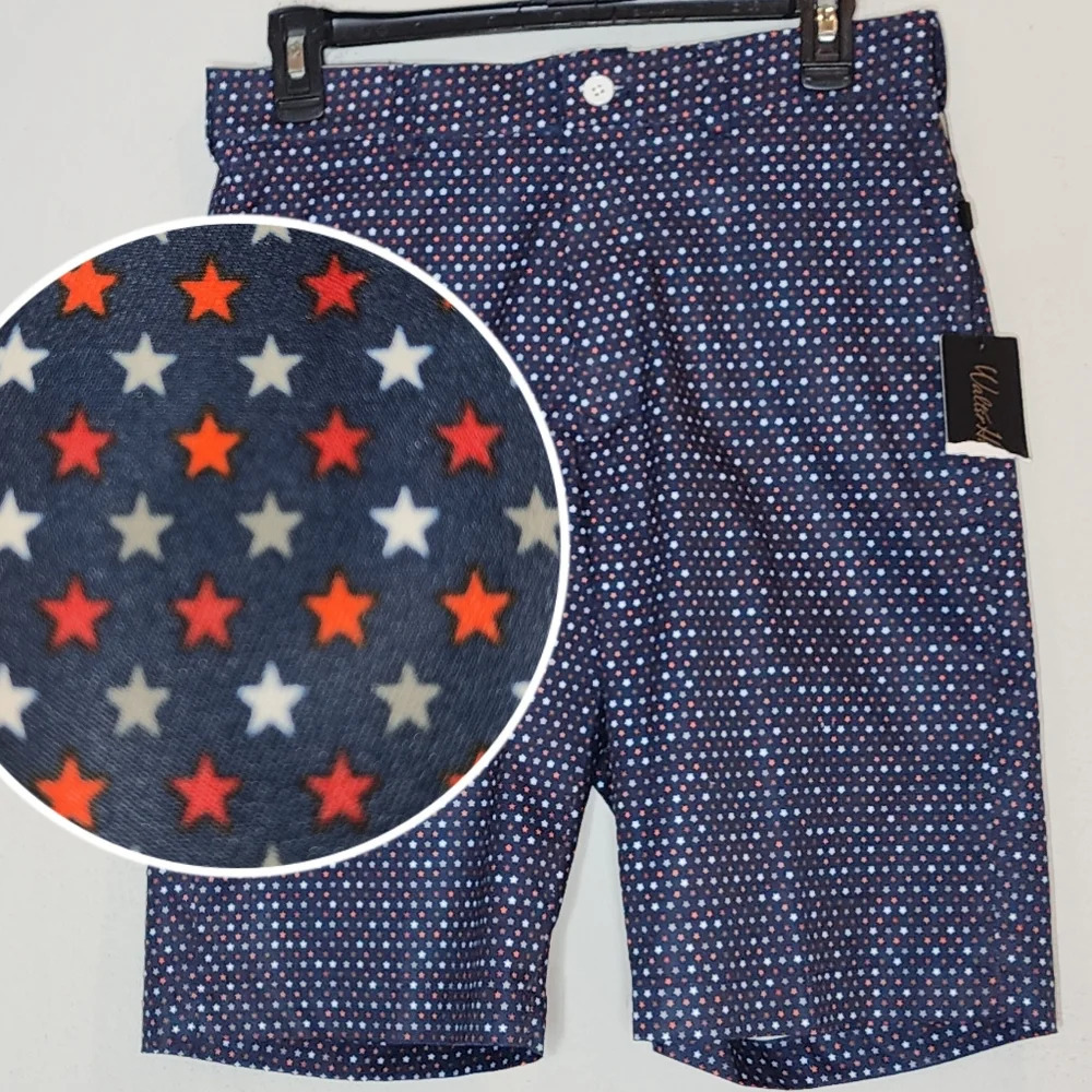 NWT Walter Hagen 10" Red White Blue Micro Star Printed Short. Men's size 30